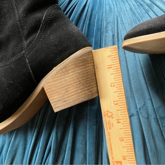 BDG black suede boots block heel round toe pull on slouchy or knee length Sz 10 - Picture 10 of 16